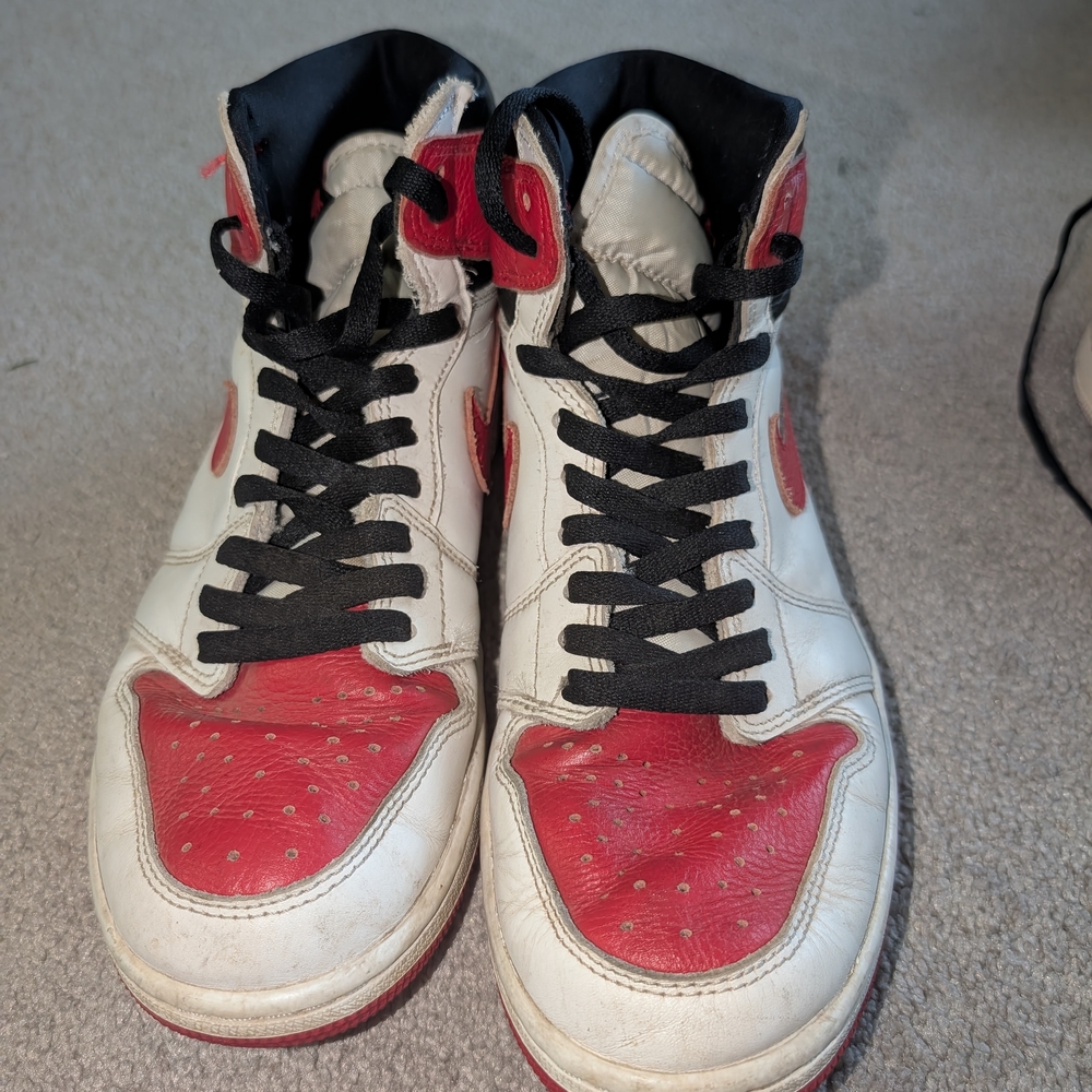Red and White High-Top Air JordanSneakers